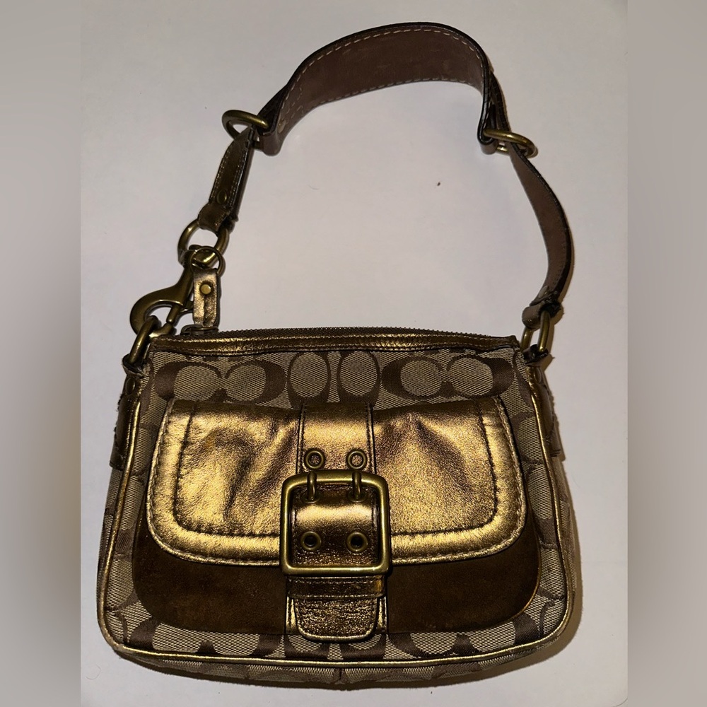 Coach Vintage 2004 Special Edition Bronze Gold Signature Logo Shoulder Bag